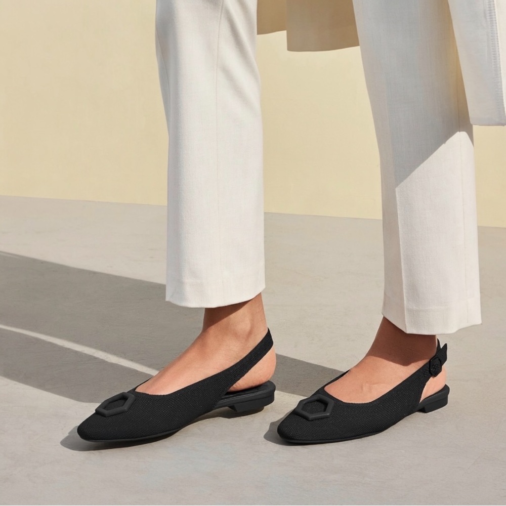 Vivaia Kalina Knit Mini Square-Toe Slingback Sandals